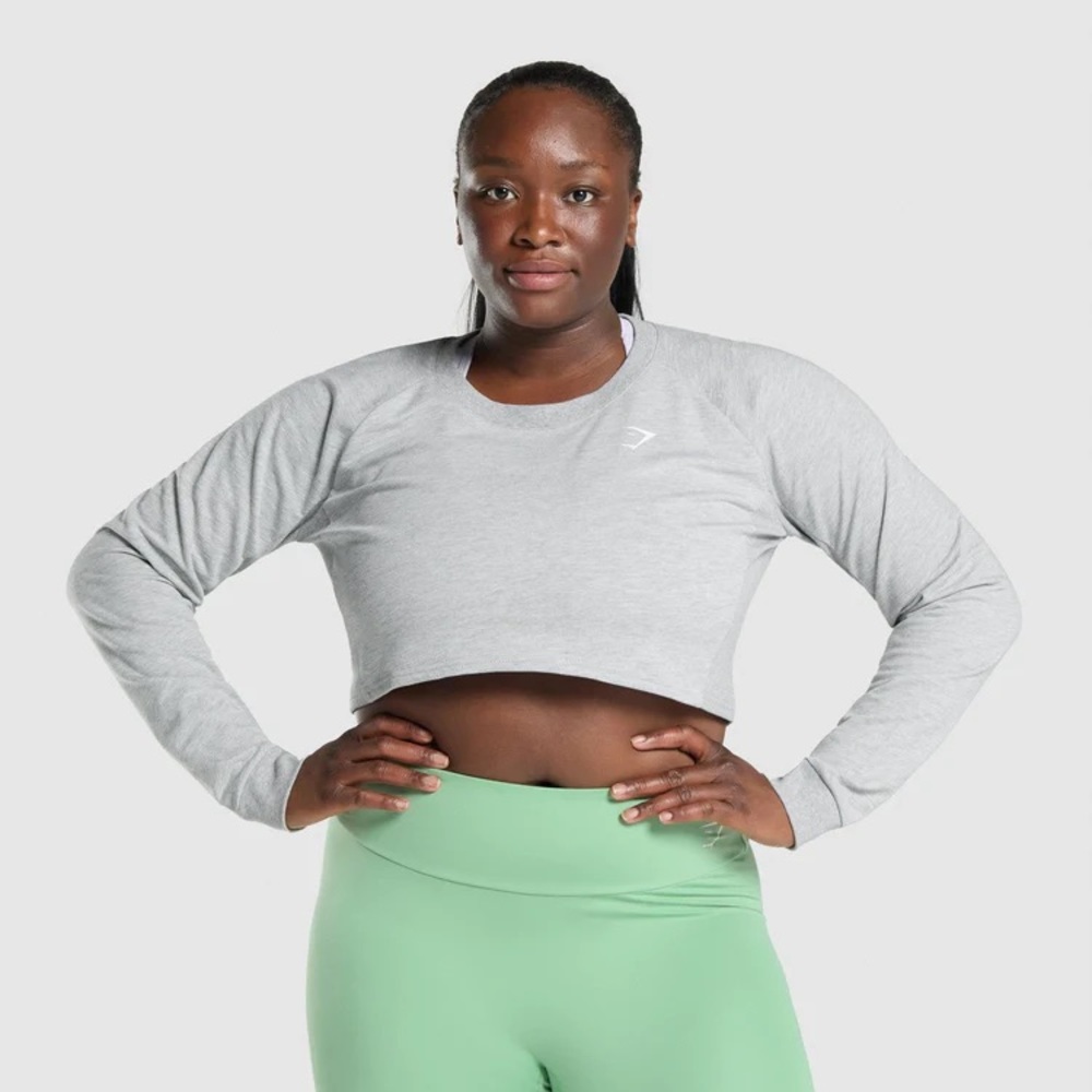 Gymshark Training Cropped Sweater - Light Grey Marl